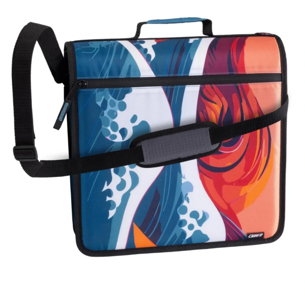 Colorful Wave Design Binder Zip-Up Organizer with Strap